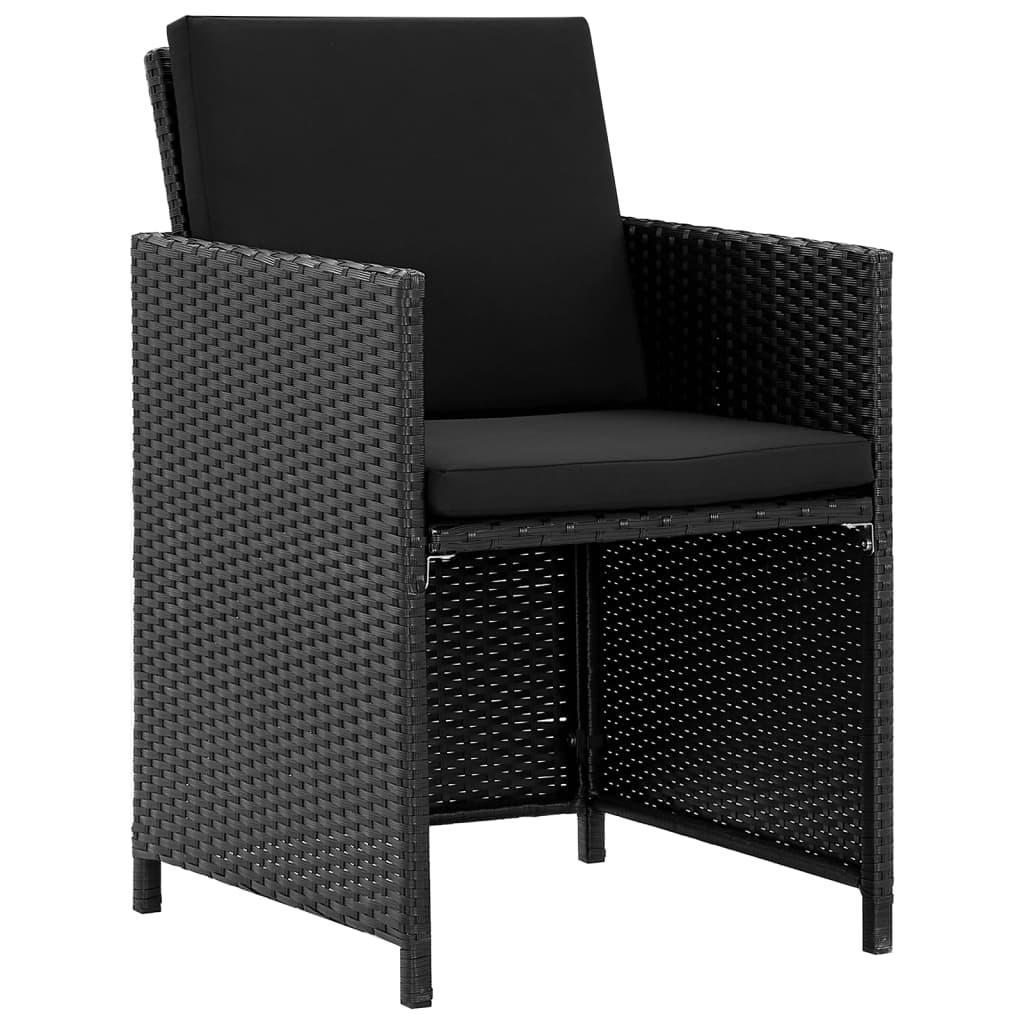 Set da Pranzo da Giardino 9 pz con Cuscini in Polyrattan Nero | homemem39