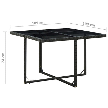 Set da Pranzo da Giardino 9 pz con Cuscini in Polyrattan Nero | homemem39
