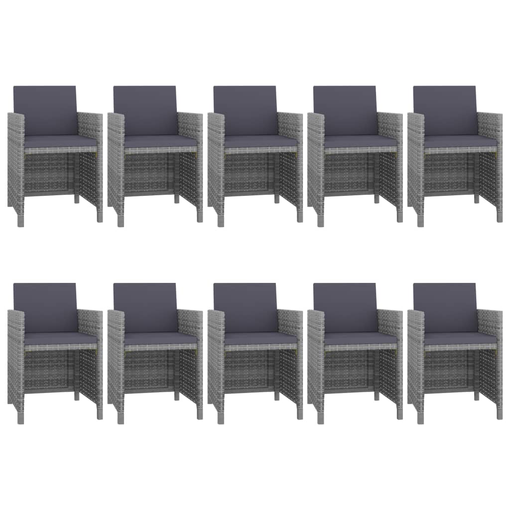 Set da Pranzo da Giardino 11 pz con Cuscini Polyrattan Grigio | homemem39