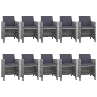 Set da Pranzo da Giardino 11 pz con Cuscini Polyrattan Grigio | homemem39