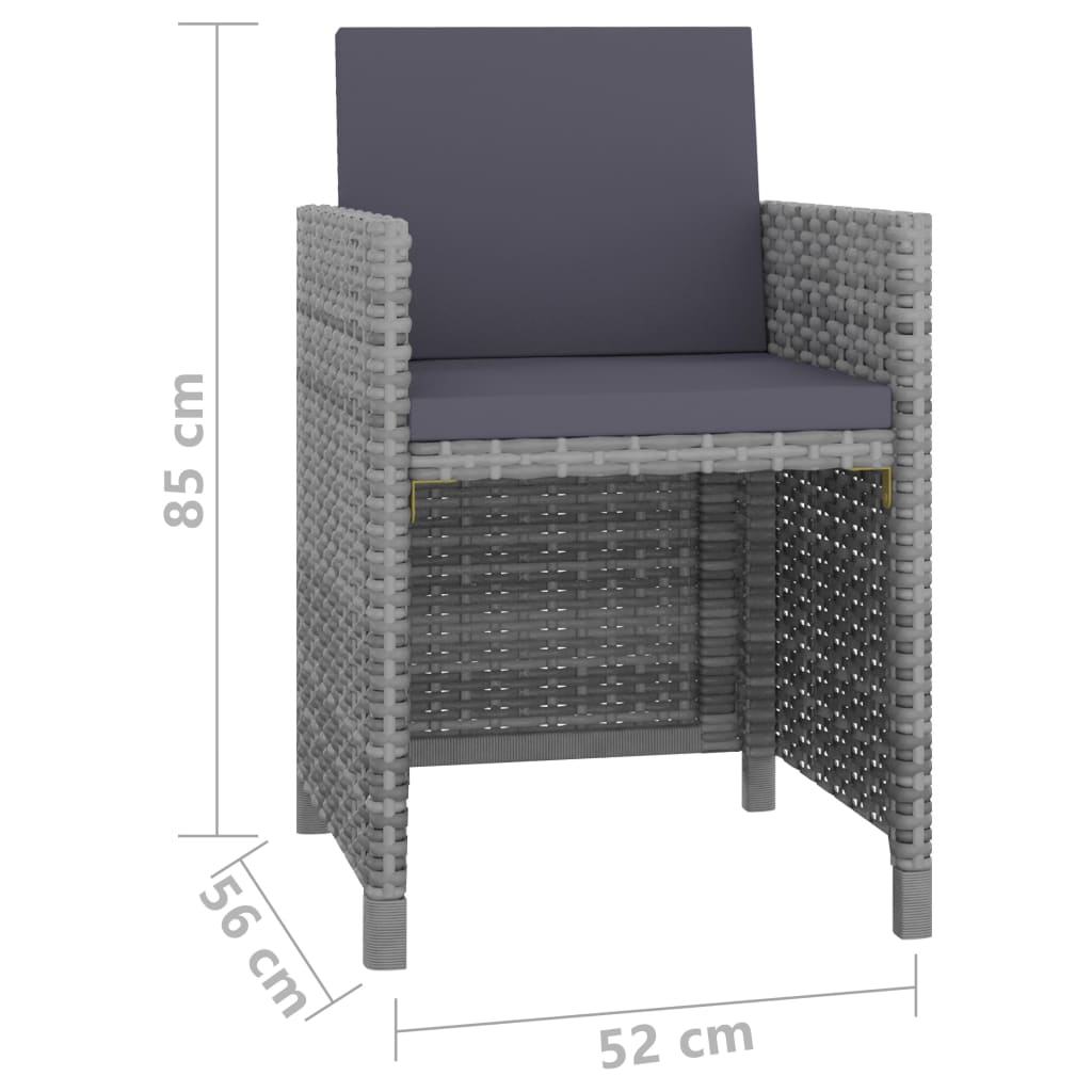 Set da Pranzo da Giardino 11 pz con Cuscini Polyrattan Grigio | homemem39