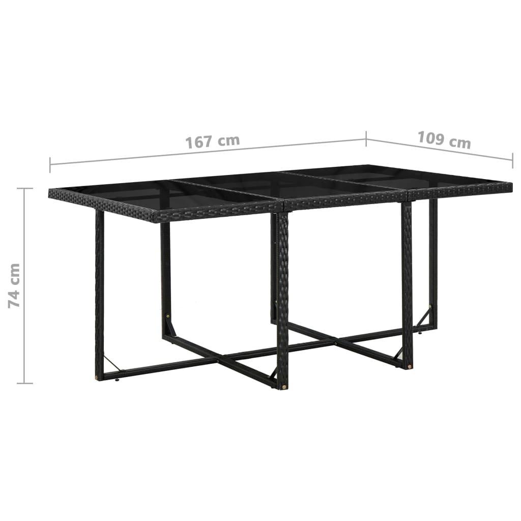 Set da Pranzo da Giardino 11 pz con Cuscini in Polyrattan Nero | homemem39