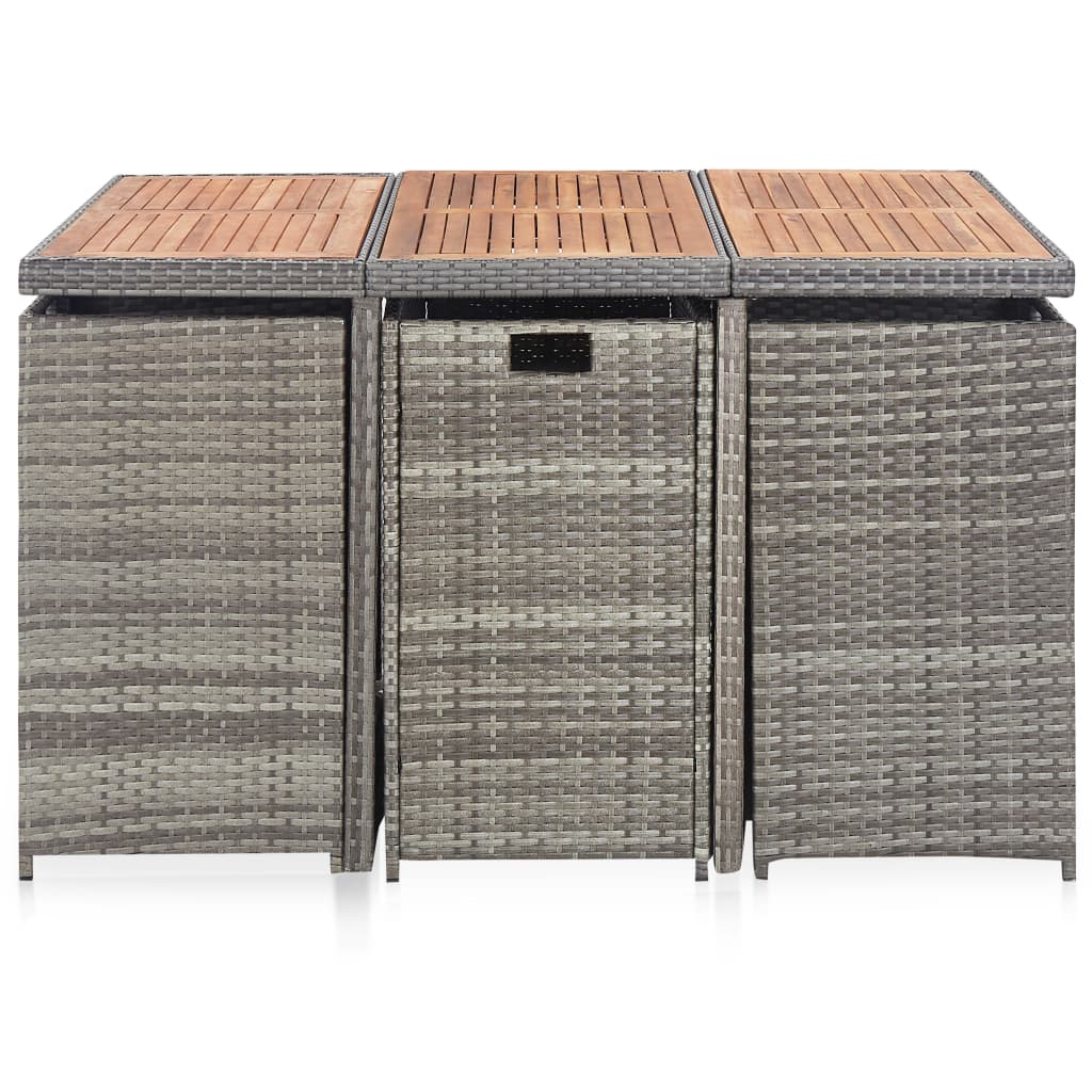 Set da Pranzo da Giardino 11 pz con Cuscini Polyrattan Grigio - homemem39