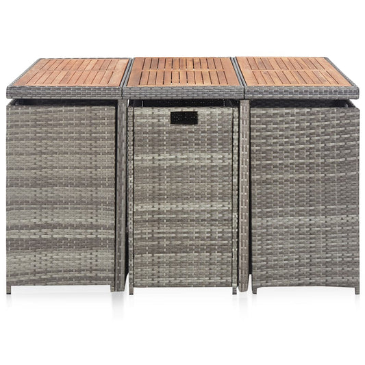 Set da Pranzo da Giardino 11 pz con Cuscini Polyrattan Grigio - homemem39