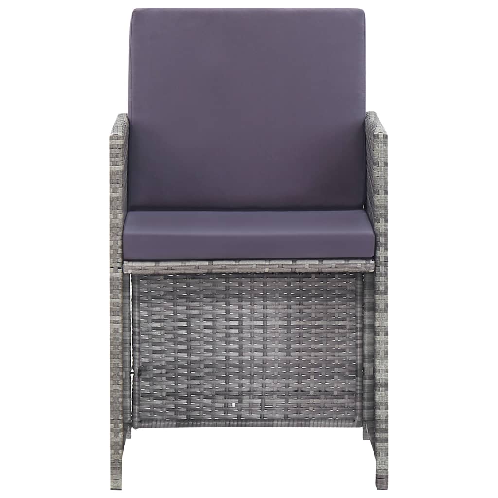 Set da Pranzo da Giardino 11 pz con Cuscini Polyrattan Grigio - homemem39