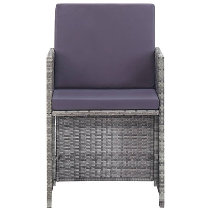Set da Pranzo da Giardino 11 pz con Cuscini Polyrattan Grigio - homemem39