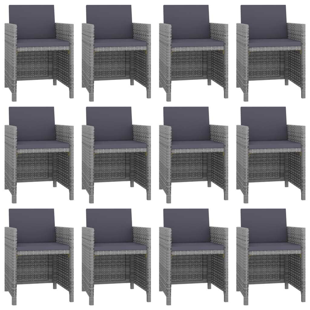Set da Pranzo da Giardino 13 pz e Cuscini Polyrattan Antracite | homemem39