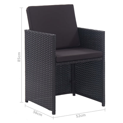 Set da Pranzo da Giardino 13 pz con Cuscini in Polyrattan Nero | homemem39