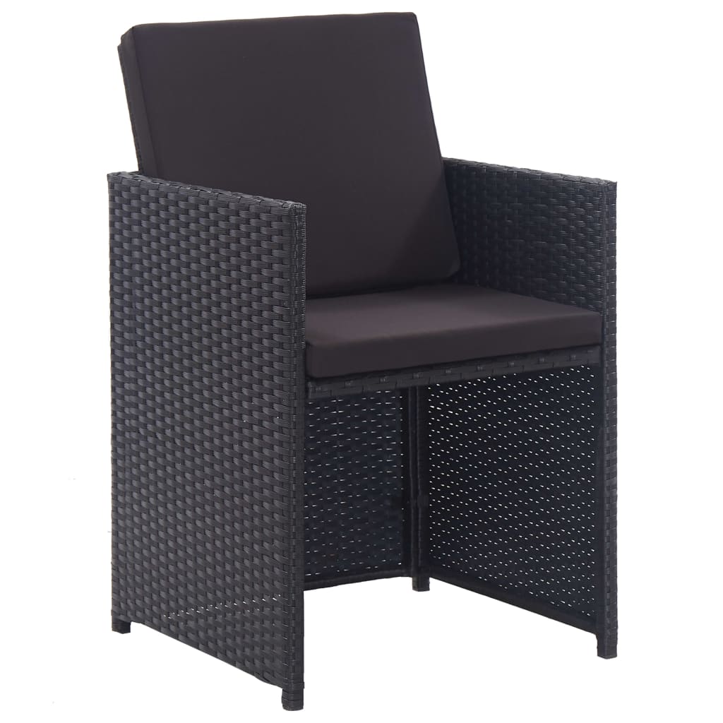 Set da Pranzo da Giardino 13 pz con Cuscini in Polyrattan Nero | homemem39