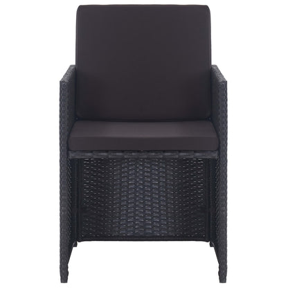 Set da Pranzo da Giardino 13 pz con Cuscini in Polyrattan Nero | homemem39