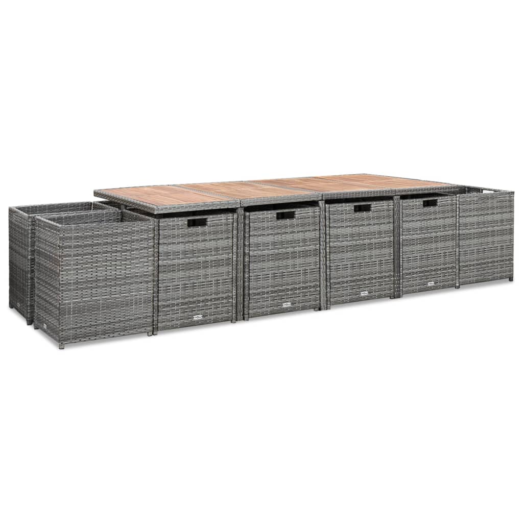 Set da Pranzo da Giardino 13 pz e Cuscini Polyrattan Antracite - homemem39