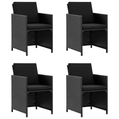 Set da Pranzo da Giardino 5 pz con Cuscini in Polyrattan Nero | homemem39