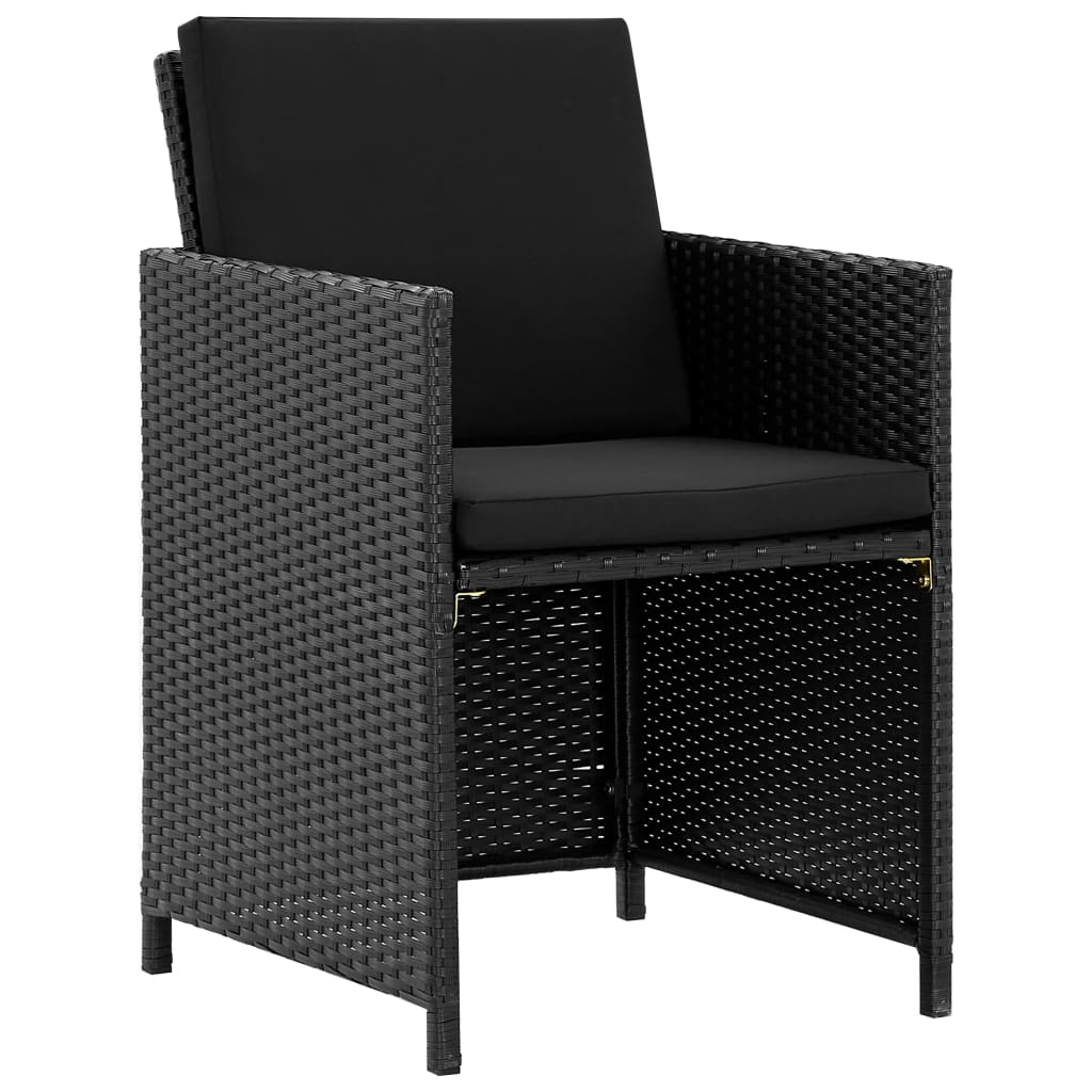 Set da Pranzo da Giardino 5 pz con Cuscini in Polyrattan Nero | homemem39