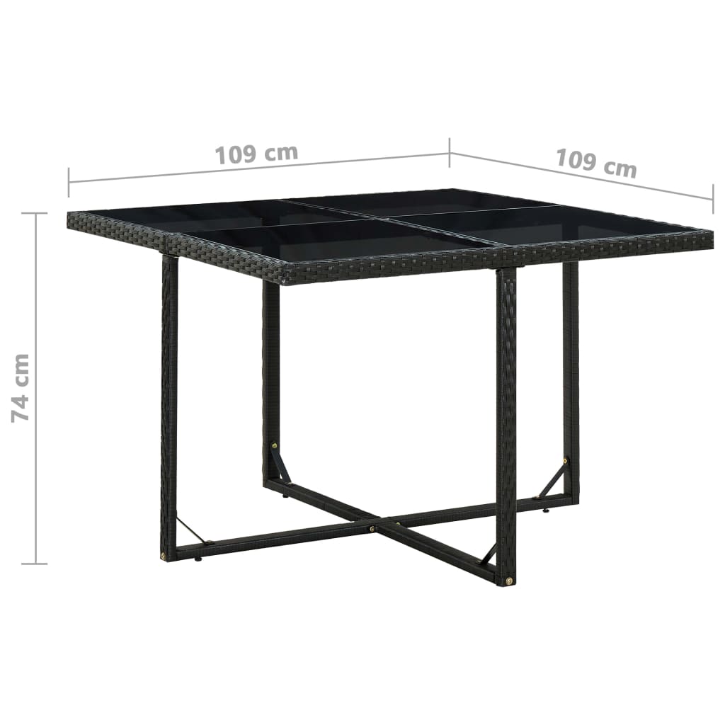 Set da Pranzo da Giardino 5 pz con Cuscini in Polyrattan Nero | homemem39