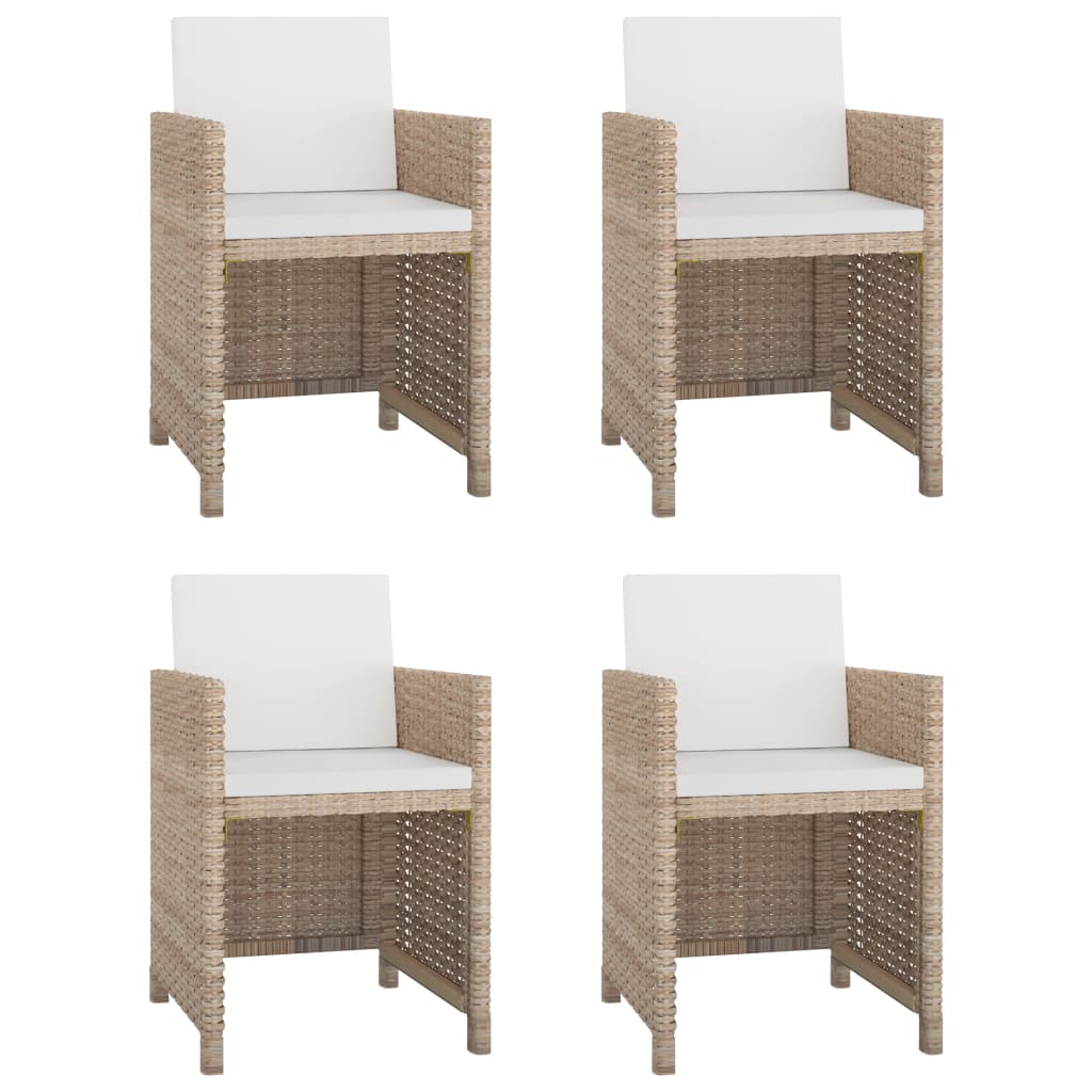 Set da Pranzo da Giardino 5 pz con Cuscini in Polyrattan Beige | homemem39