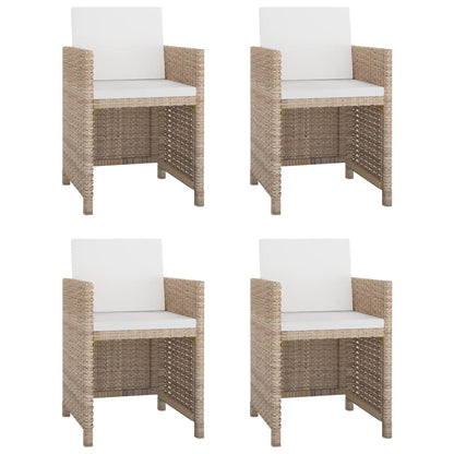 Set da Pranzo da Giardino 5 pz con Cuscini in Polyrattan Beige | homemem39