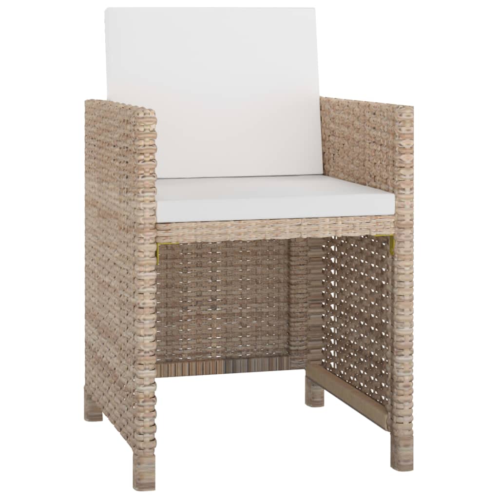 Set da Pranzo da Giardino 5 pz con Cuscini in Polyrattan Beige | homemem39