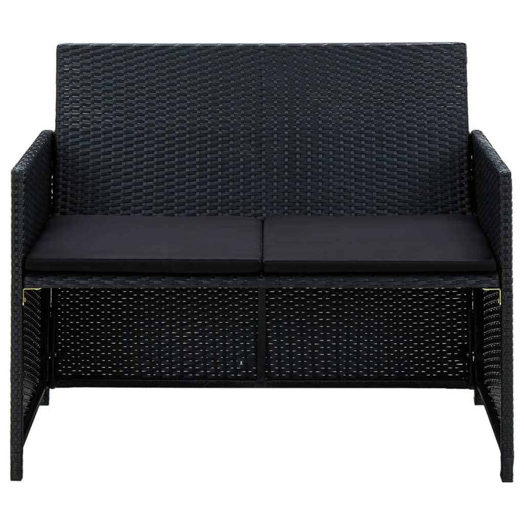 Set Divani da Giardino 4 pz con Cuscini in Polyrattan Nero | homemem39
