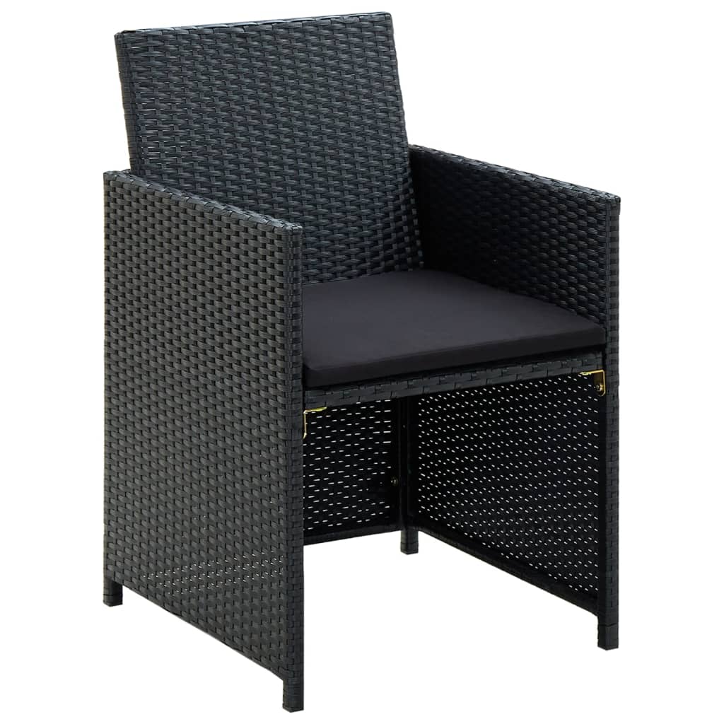 Set Divani da Giardino 4 pz con Cuscini in Polyrattan Nero | homemem39