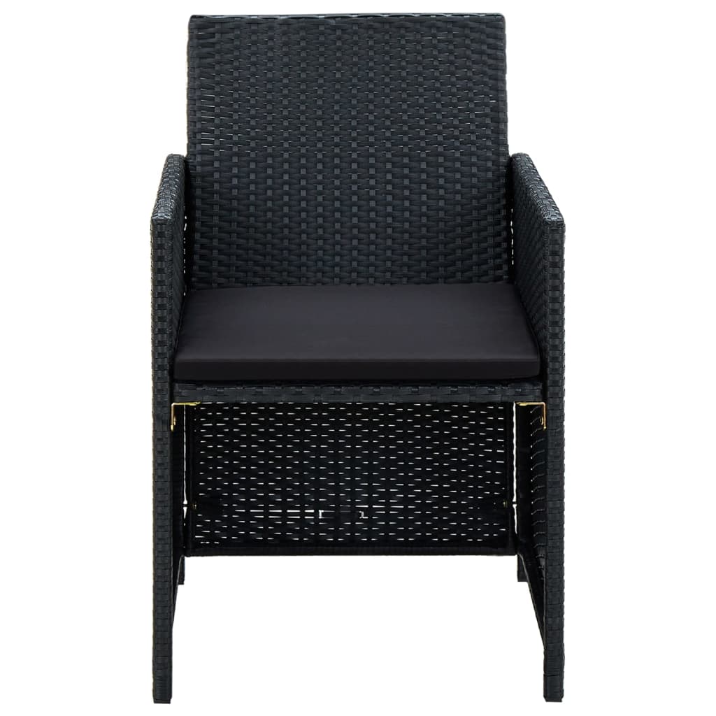 Set Divani da Giardino 4 pz con Cuscini in Polyrattan Nero | homemem39