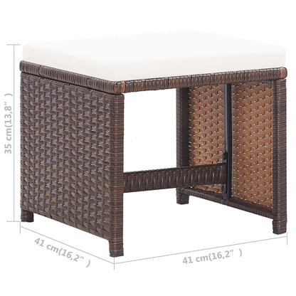 Sgabelli da Giardino 2 pz con Cuscini in Polyrattan Marrone | homemem39