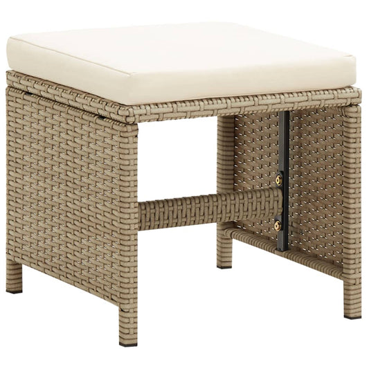 Sgabelli da Giardino 2 pz con Cuscini in Polyrattan Beige | homemem39