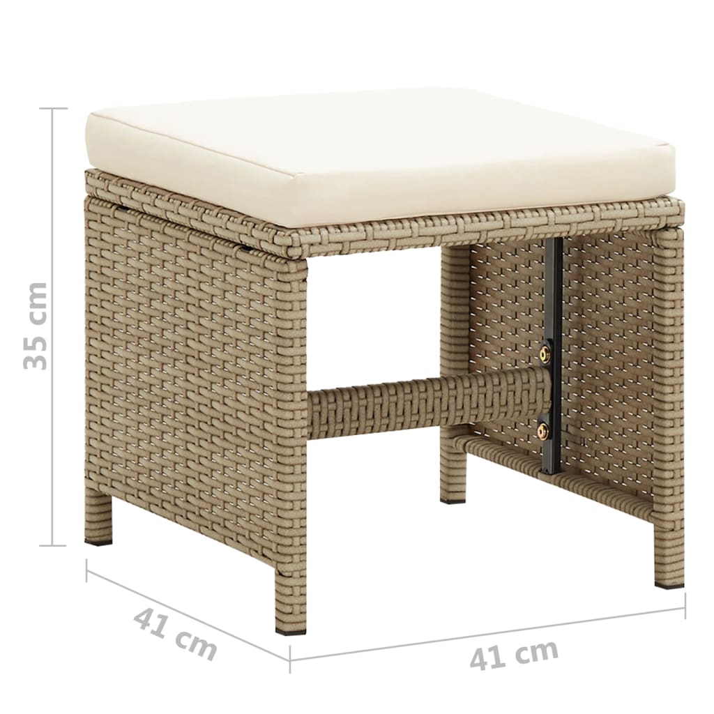 Sgabelli da Giardino 2 pz con Cuscini in Polyrattan Beige | homemem39