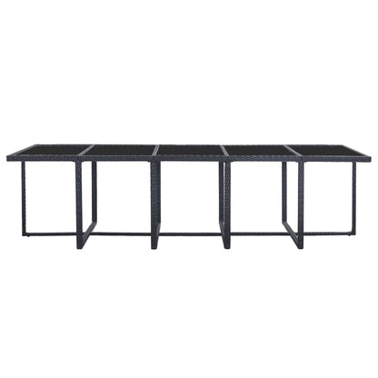 Set da Pranzo da Giardino 15 pz con Cuscini in Polyrattan Nero - homemem39