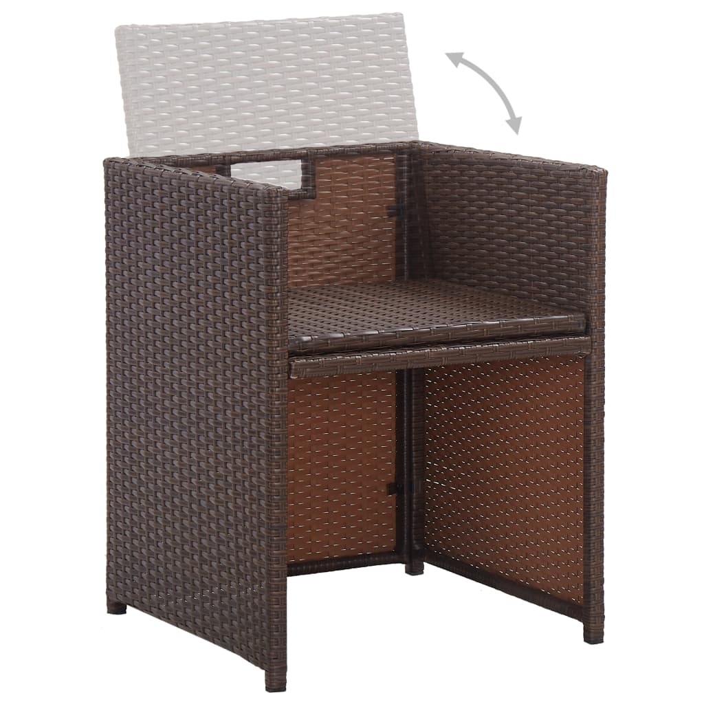 Set da Pranzo da Giardino 15 pz con Cuscini Polyrattan Marrone | homemem39