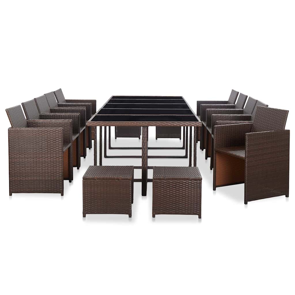 Set da Pranzo da Giardino 15 pz con Cuscini in Polyrattan