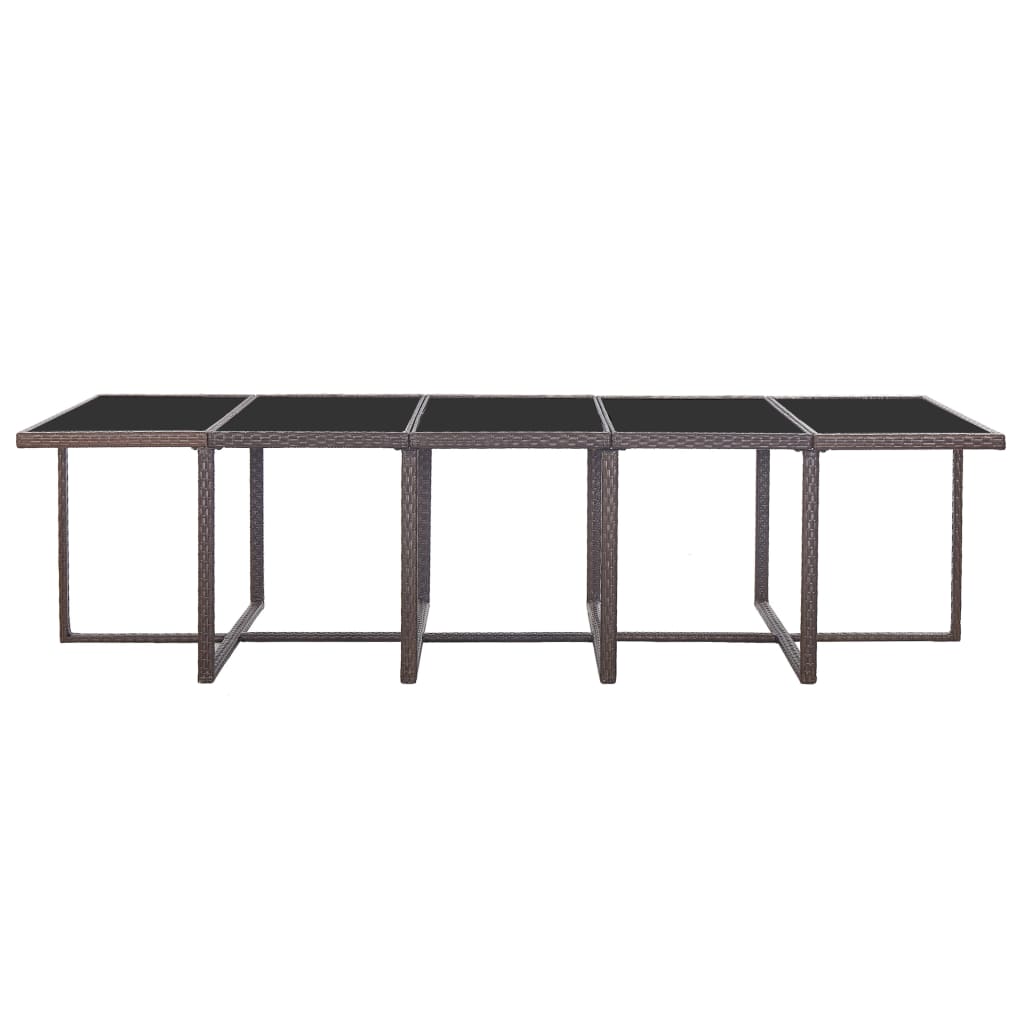 Set da Pranzo da Giardino 15 pz con Cuscini Polyrattan Marrone | homemem39