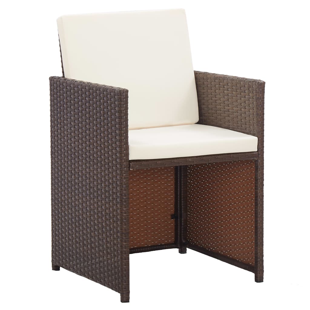 Set da Pranzo da Giardino 15 pz con Cuscini Polyrattan Marrone | homemem39