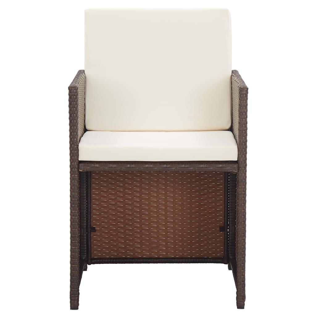 Set da Pranzo da Giardino 15 pz con Cuscini Polyrattan Marrone | homemem39