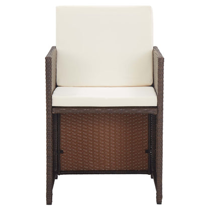 Set da Pranzo da Giardino 15 pz con Cuscini Polyrattan Marrone | homemem39