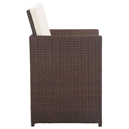 Set da Pranzo da Giardino 15 pz con Cuscini Polyrattan Marrone | homemem39
