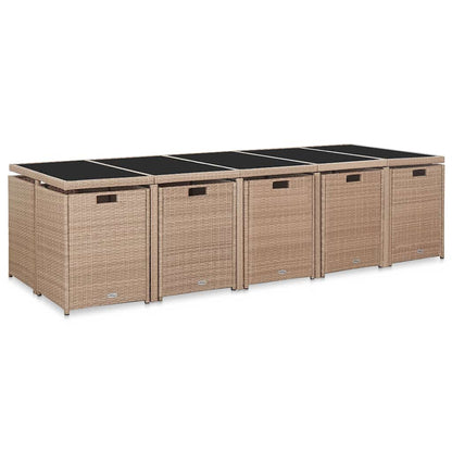 Set da Pranzo da Giardino 15 pz con Cuscini in Polyrattan