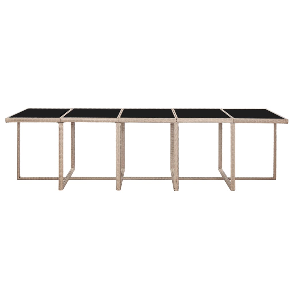 Set da Pranzo da Giardino 15 pz con Cuscini in Polyrattan Beige | homemem39