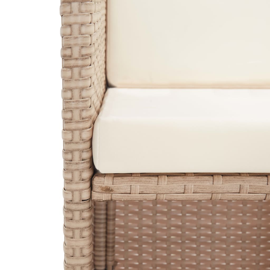 Set da Pranzo da Giardino 15 pz con Cuscini in Polyrattan Beige | homemem39