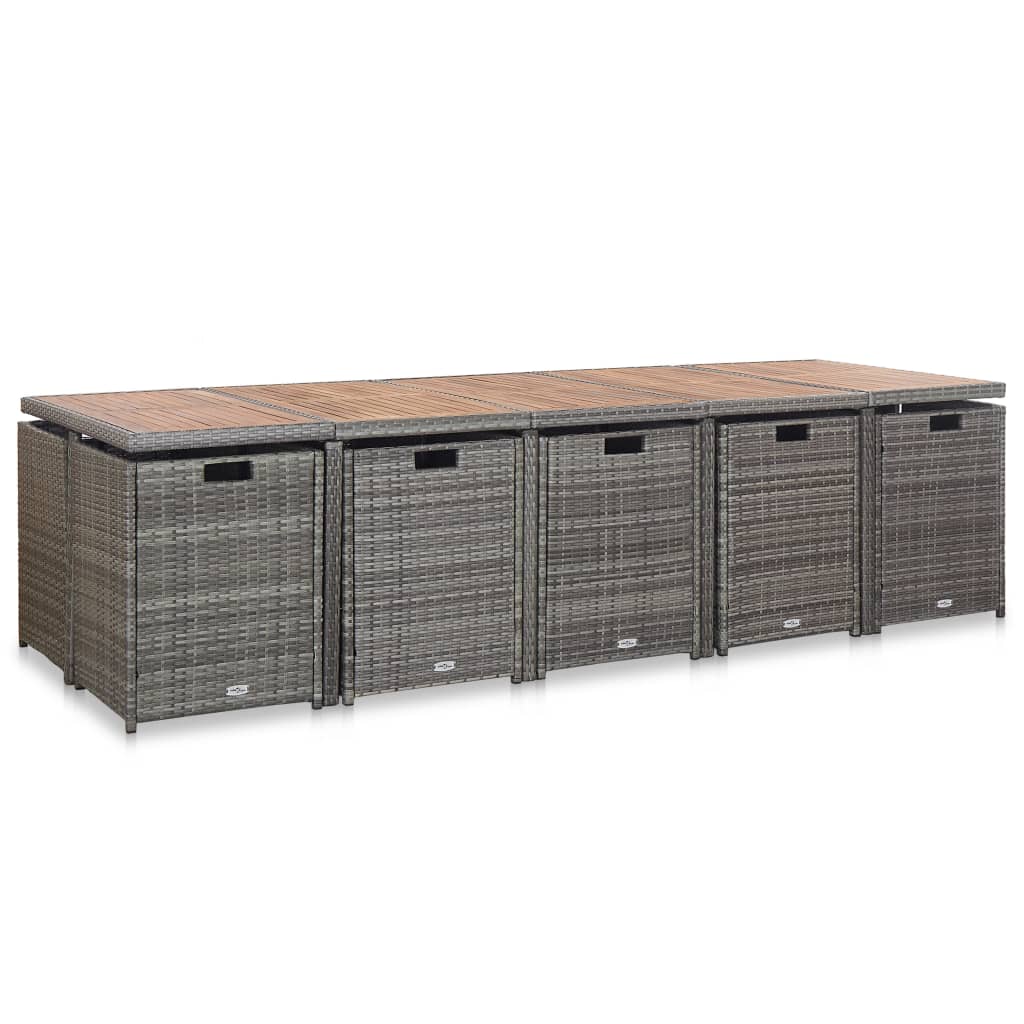 Set da Pranzo da Giardino 15 pz e Cuscini Polyrattan Antracite - homemem39