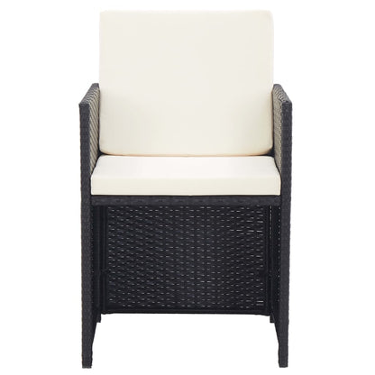 Set da Pranzo da Giardino 17 pz con Cuscini in Polyrattan Nero | homemem39