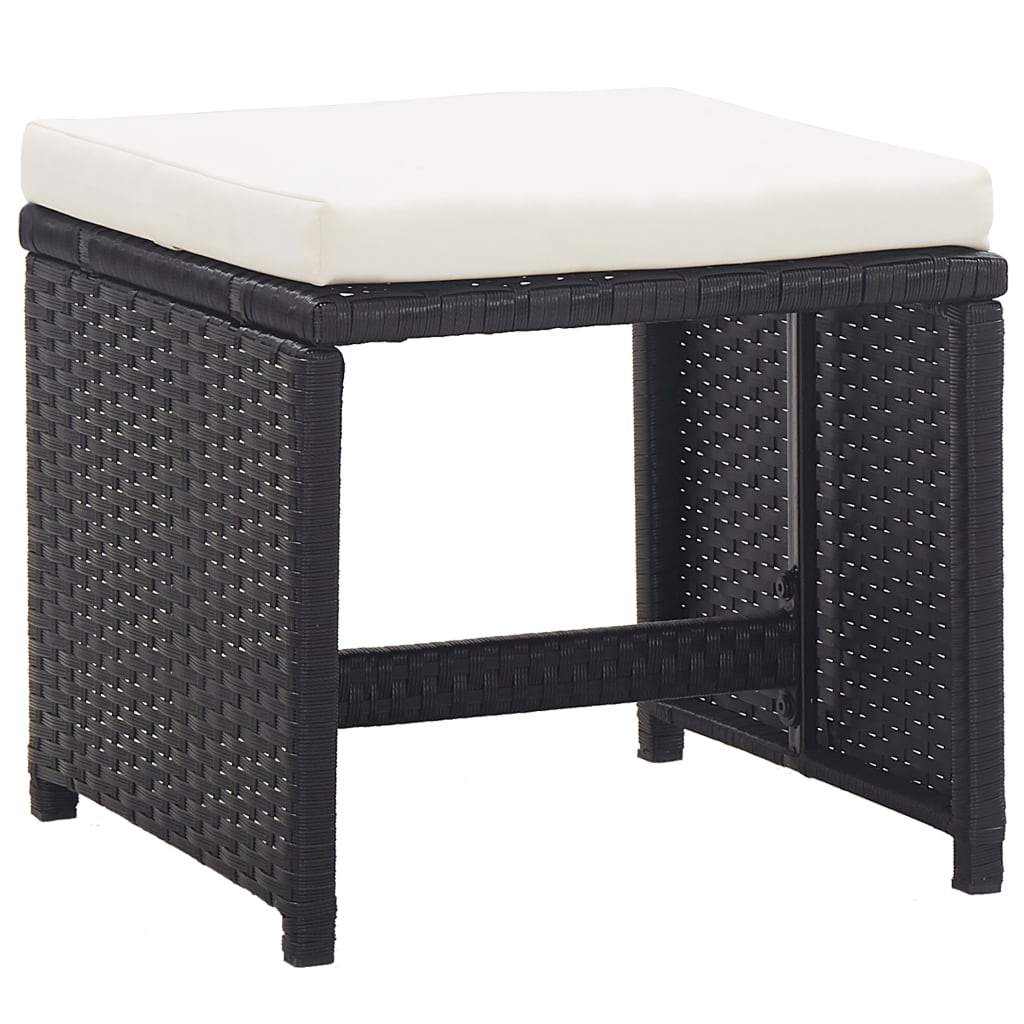 Set da Pranzo da Giardino 17 pz con Cuscini in Polyrattan Nero | homemem39