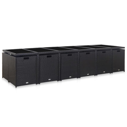 Set da Pranzo da Giardino 17 pz con Cuscini in Polyrattan Nero | homemem39