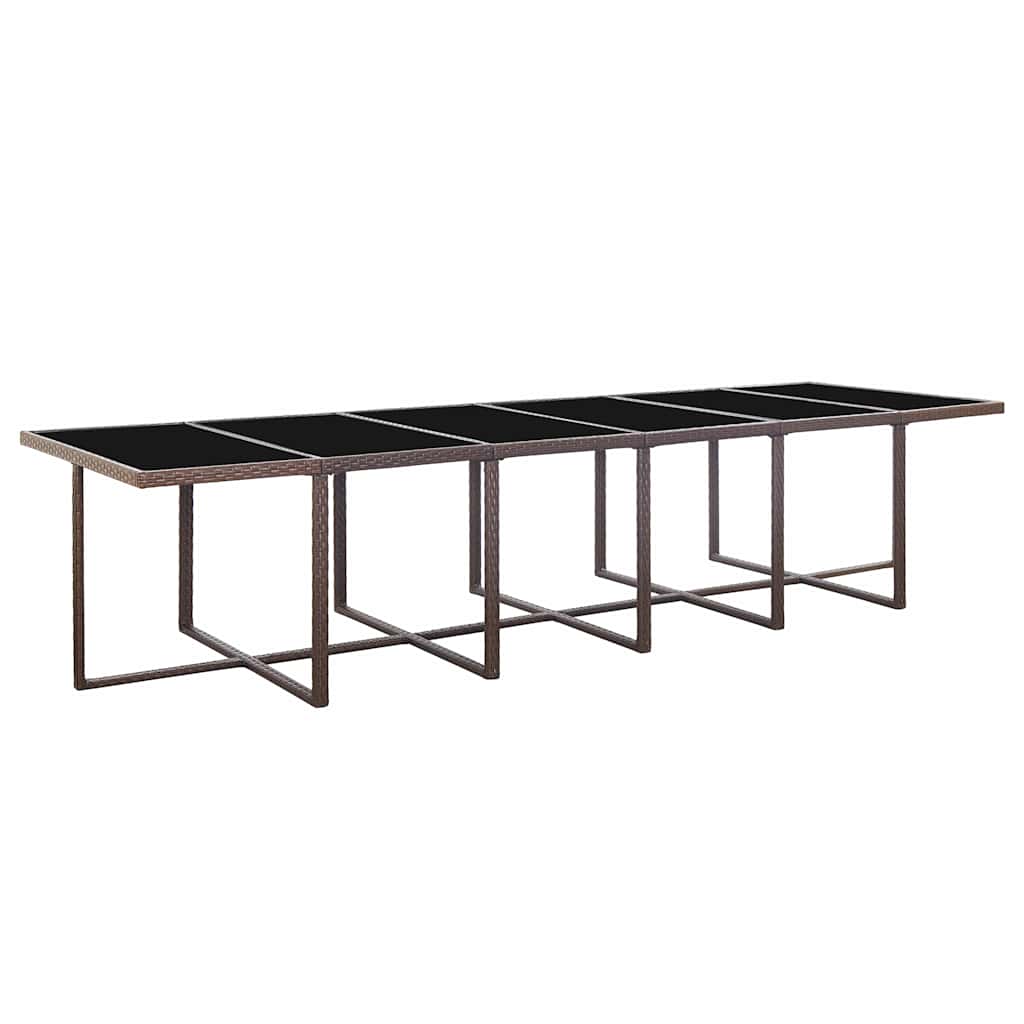 Set da Pranzo da Giardino 17 pz con Cuscini Polyrattan Marrone