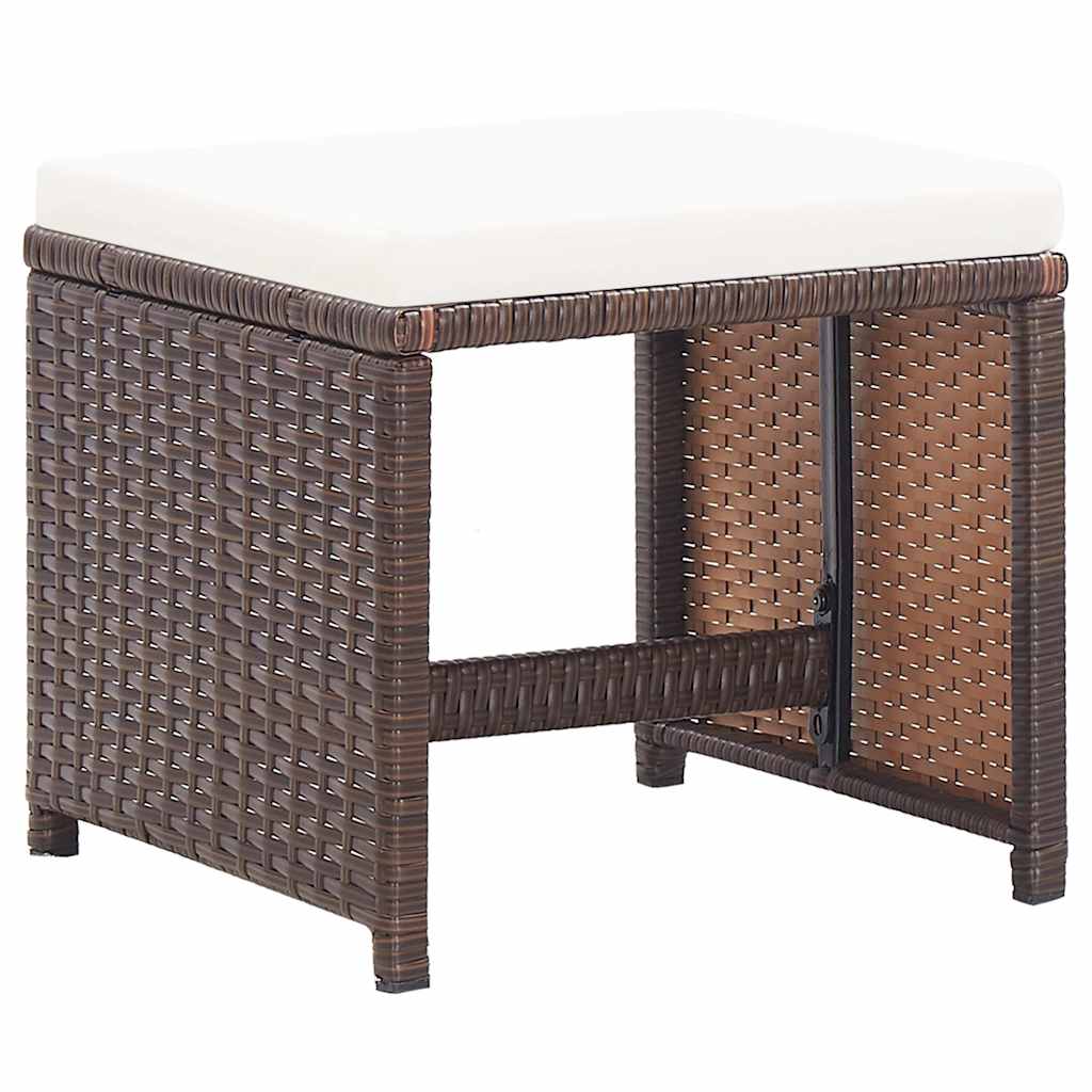 Set da Pranzo da Giardino 17 pz con Cuscini Polyrattan Marrone