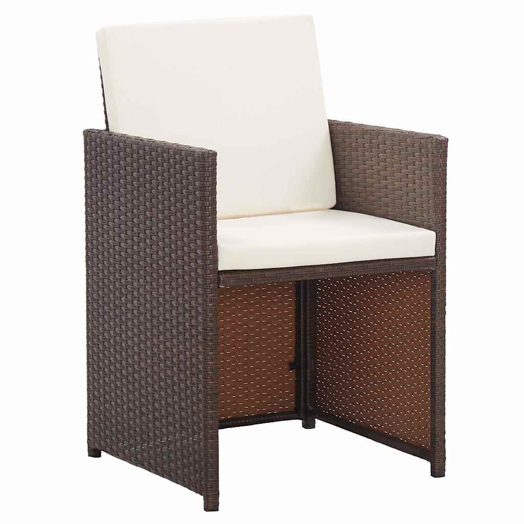 Set da Pranzo da Giardino 17 pz con Cuscini Polyrattan Marrone