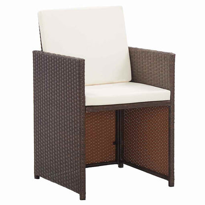 Set da Pranzo da Giardino 17 pz con Cuscini Polyrattan Marrone