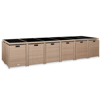 Set da Pranzo da Giardino 17 pz con Cuscini in Polyrattan Beige | homemem39