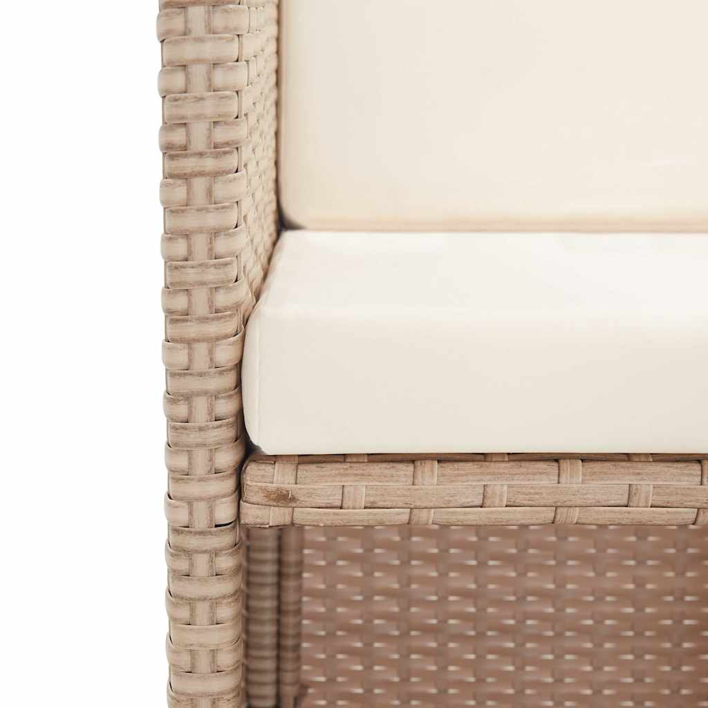 Set da Pranzo da Giardino 17 pz con Cuscini in Polyrattan Beige