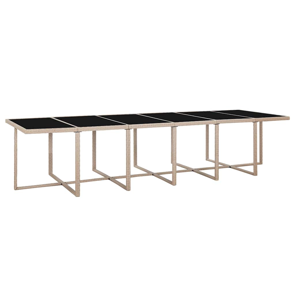 Set da Pranzo da Giardino 17 pz con Cuscini in Polyrattan Beige