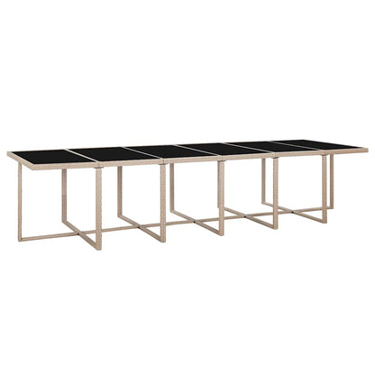 Set da Pranzo da Giardino 17 pz con Cuscini in Polyrattan Beige